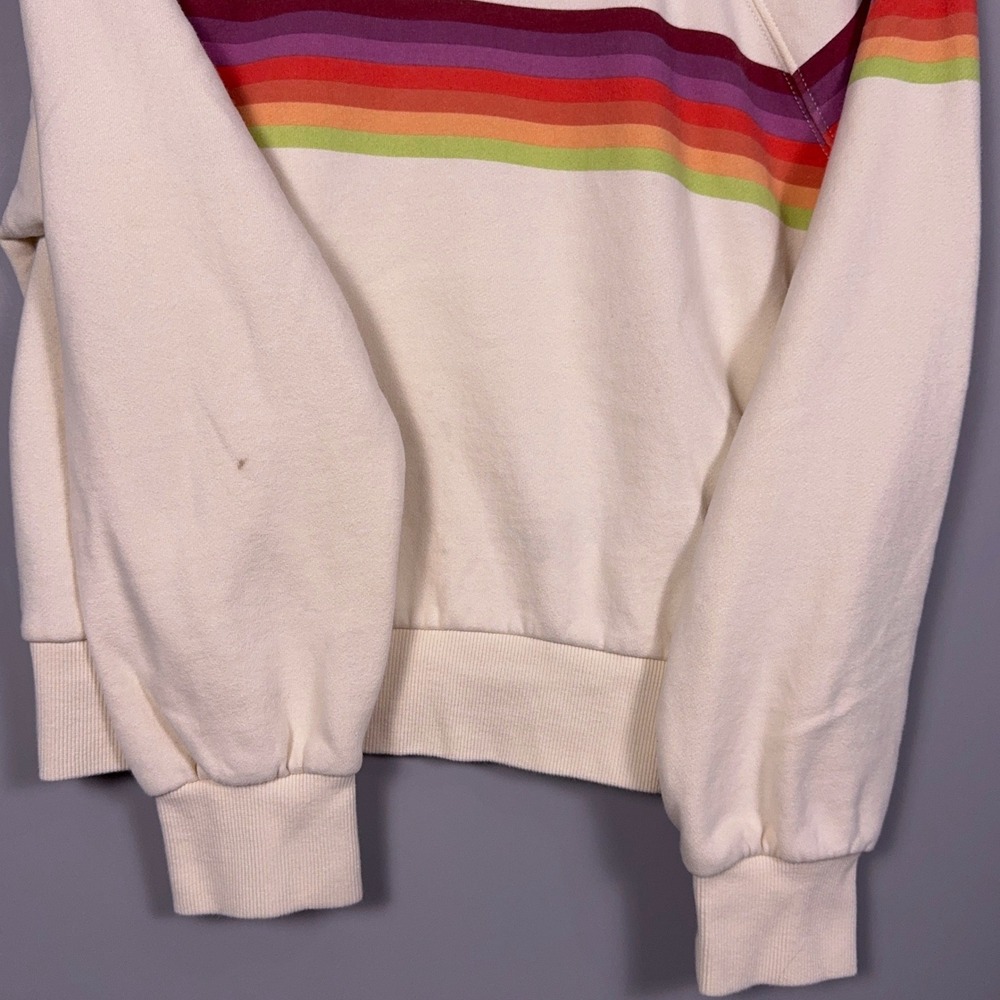 Marine Layer Cloud 9 Fleece Sweatshirt Womens Size Small Striped Cream Retro - Picture 3 of 7